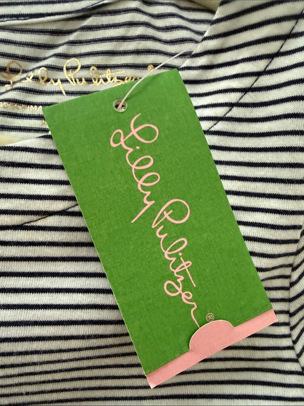 Lilly Pulitzer Navy and White Striped Mini Dress with Pink & Blue Trim - Picture 3 of 3